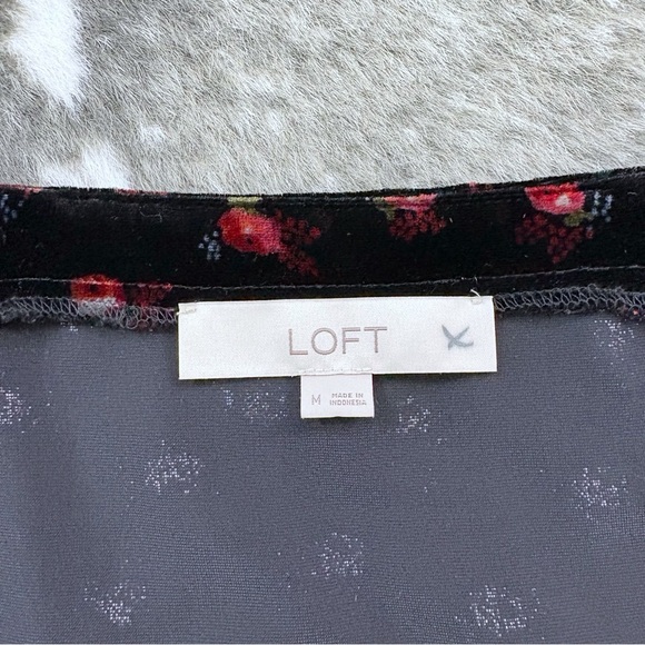 LOFT Velvet Floral Puff Sleeve Top - Picture 4 of 10